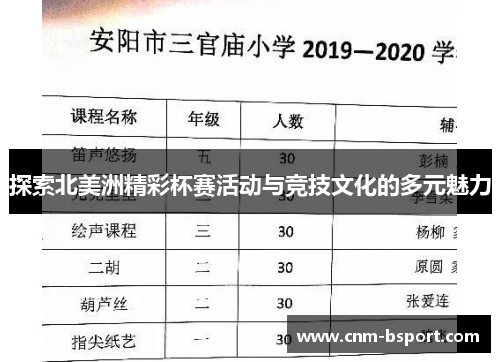 探索北美洲精彩杯赛活动与竞技文化的多元魅力