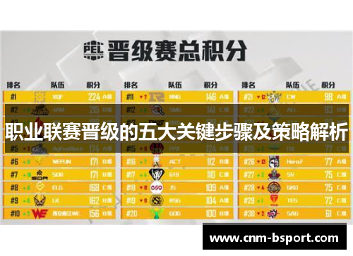 职业联赛晋级的五大关键步骤及策略解析 职业联赛晋级的五大关键步骤及策略解析