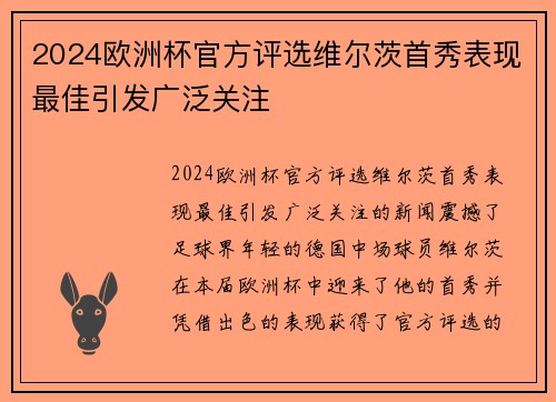 2024欧洲杯官方评选维尔茨首秀表现最佳引发广泛关注